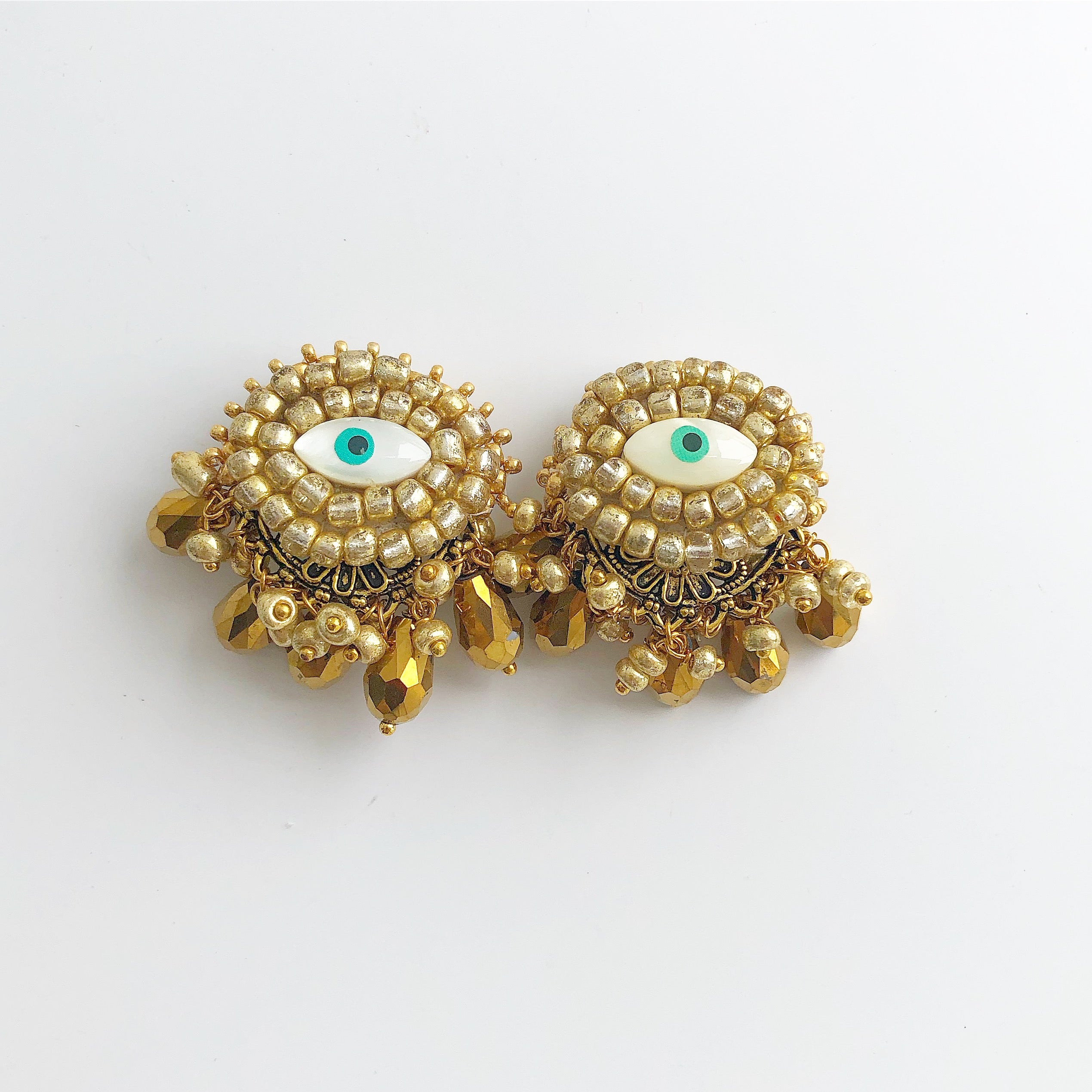 rock + bone handmade statement earrings Mini Evil Eyes