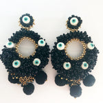 rock + bone handmade statement earrings Alegra Evil Eyes